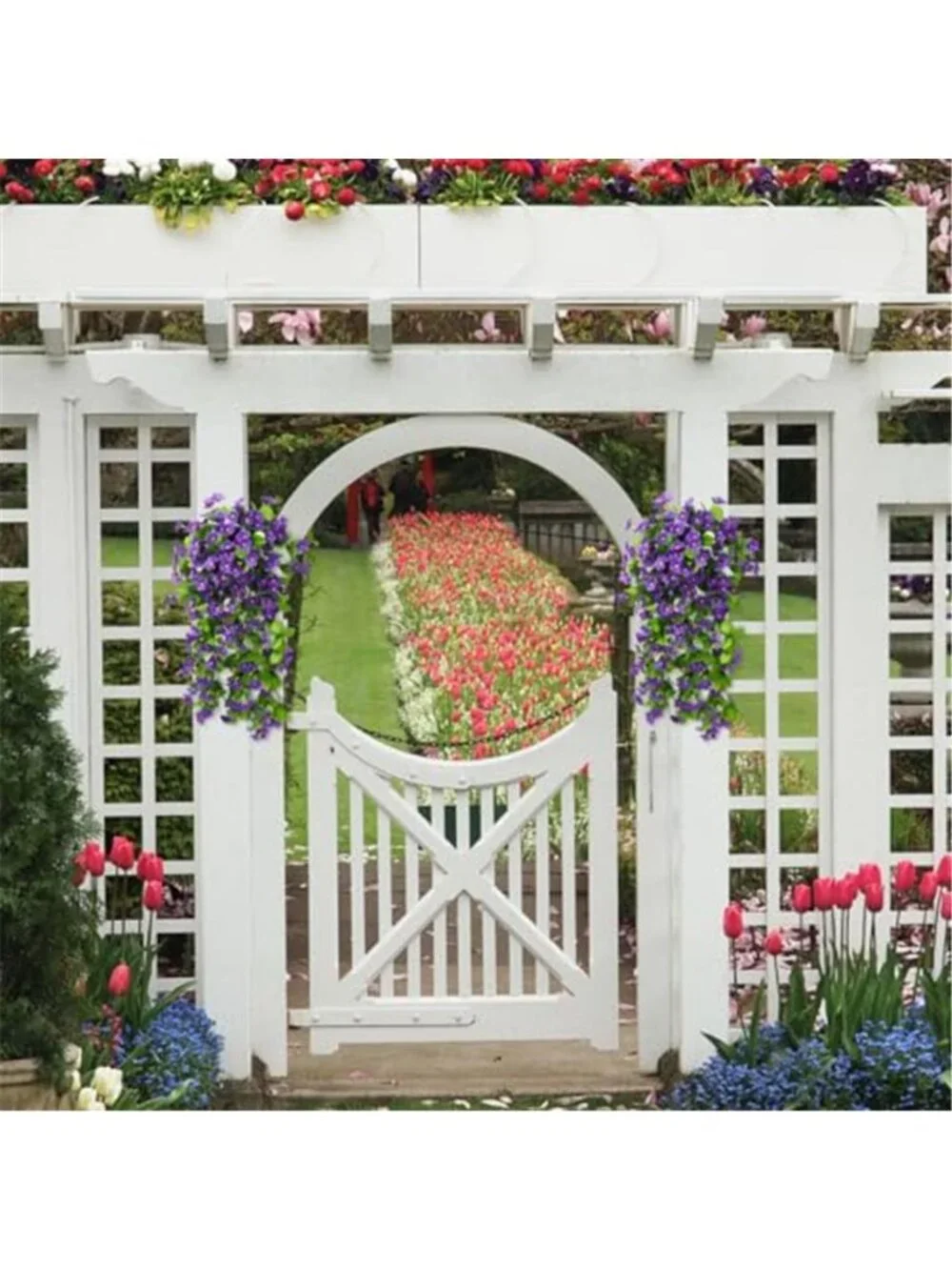 Purple Hanging Artificial Violet Flowers Fake Vine Wall Indoor Outdoor Decor